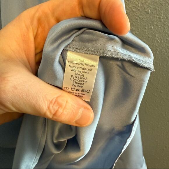 Amour Vert Faux Wrap Baby Blue Blouse Size M - Picture 5 of 6